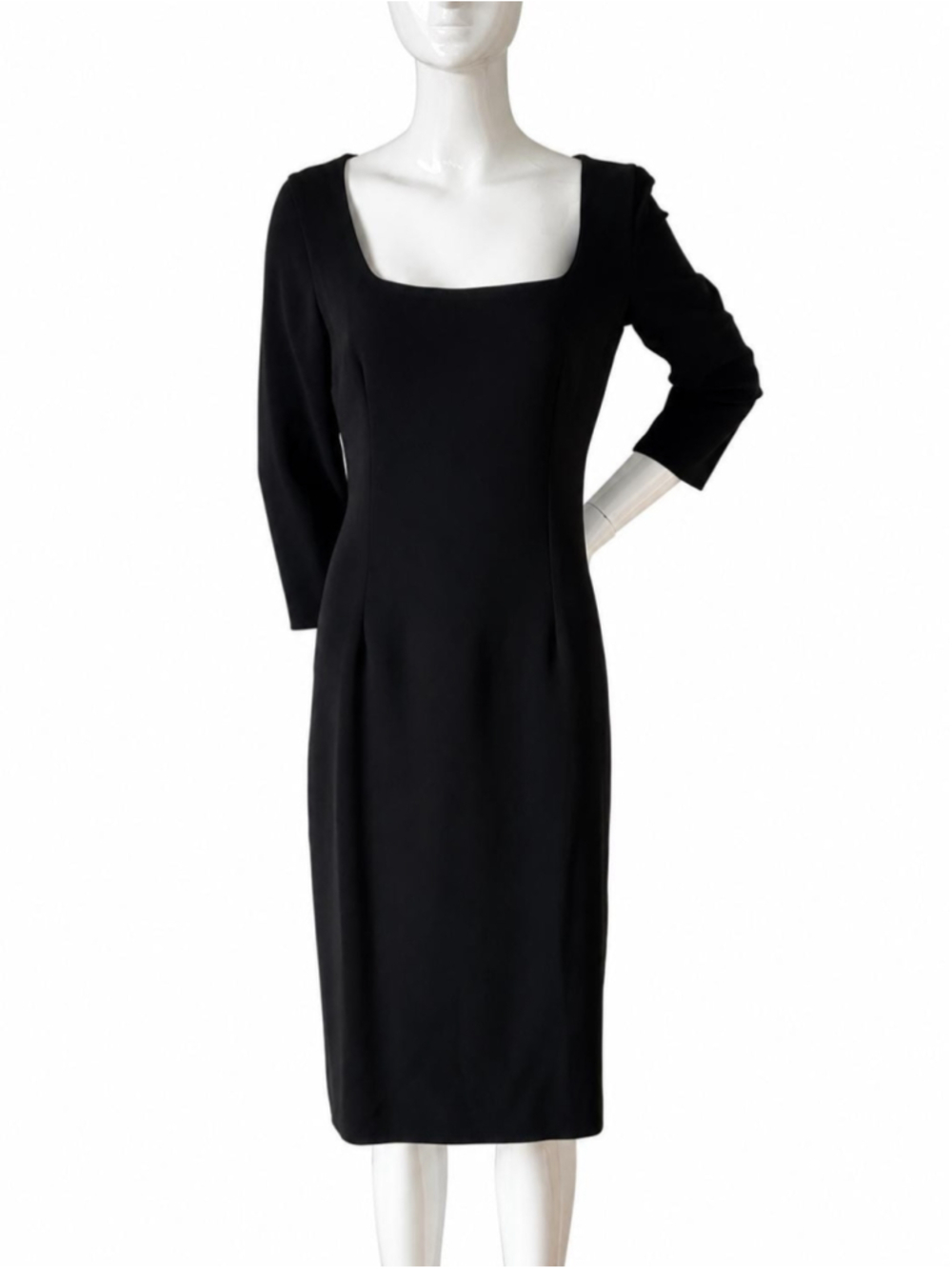 MaxMara Studio Black Square Neck Midi Dress